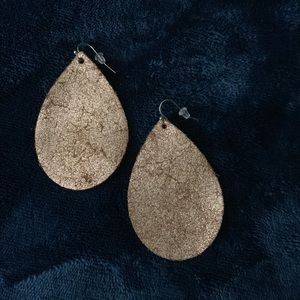 Handmade rose gold leather drop earrings